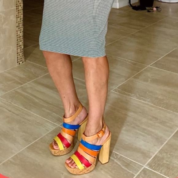 ๐ Kork-Ease EMMA Platform Caged Sandal size 7 7.5 Rainbow Colors -EXCELLENT UC - Picture 3 of 14